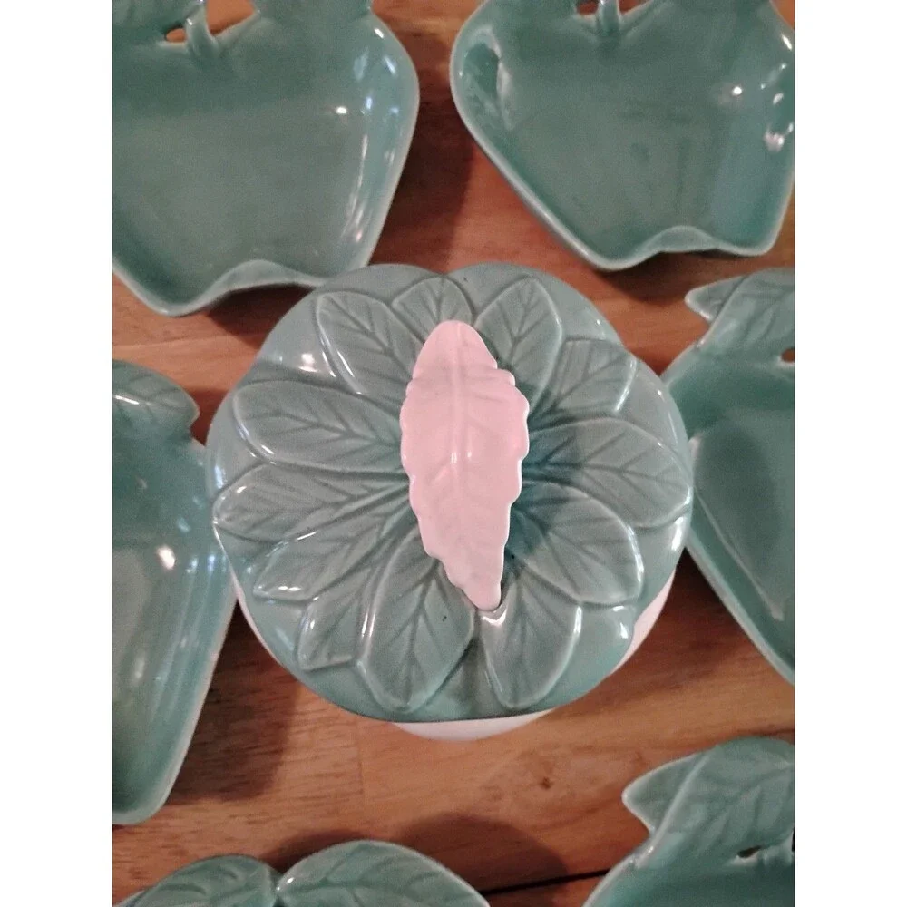 Hoenig of California Vintage Turquoise Apple-shaped Bowls Serving and Dip Set